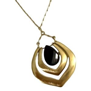 Laundry by Shelli Segal Dangle Pendant Necklace Black Gold